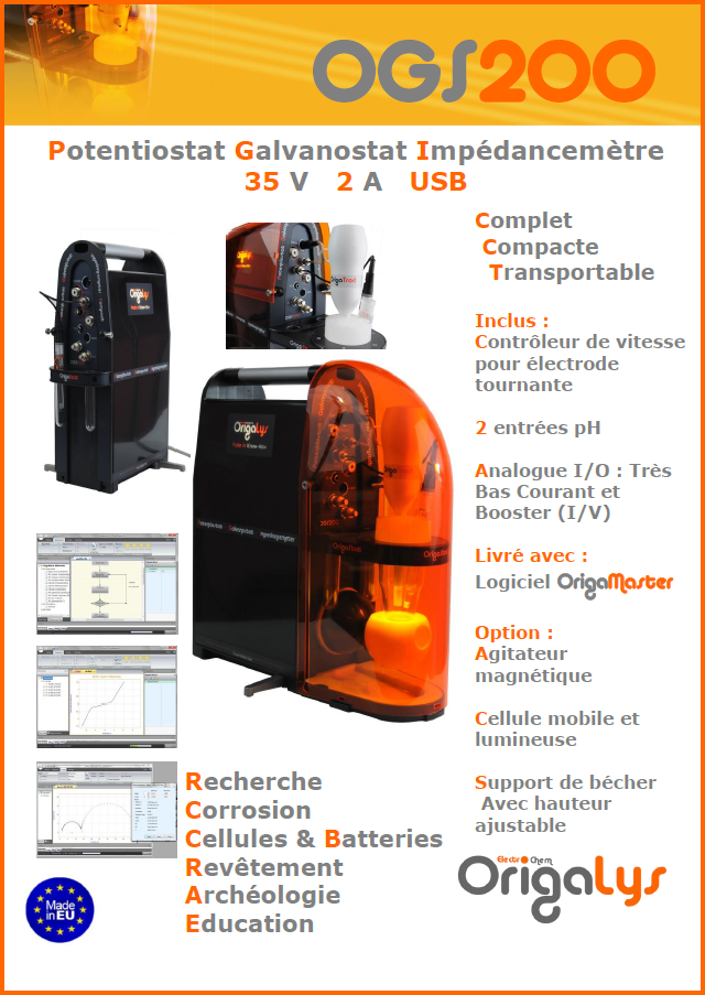 Brochure du Potentiostat Galvanostat Impedancemètre OGS200