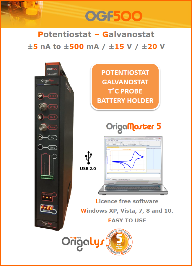 Brochure Orgailys pour l'OGF 500 Potentiostat Galvanostat